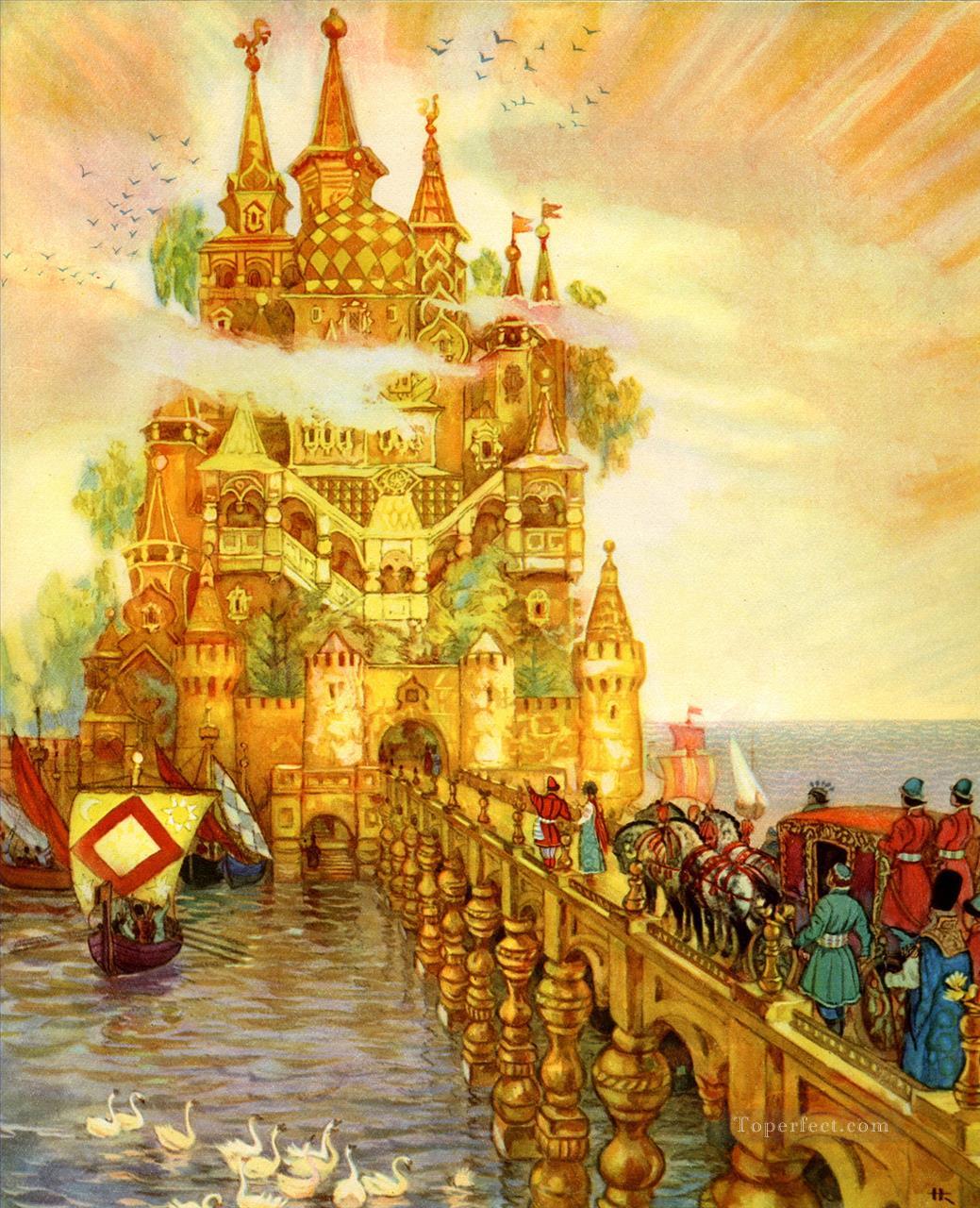 russe cuivre argent et royaumes dorés Magique Peintures à l'huile